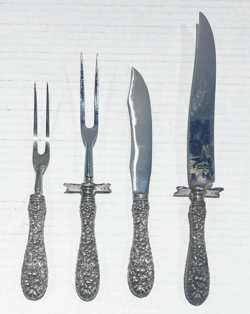 Two Carving Sets Sterling Silver Rose Pattern (1 of 3)