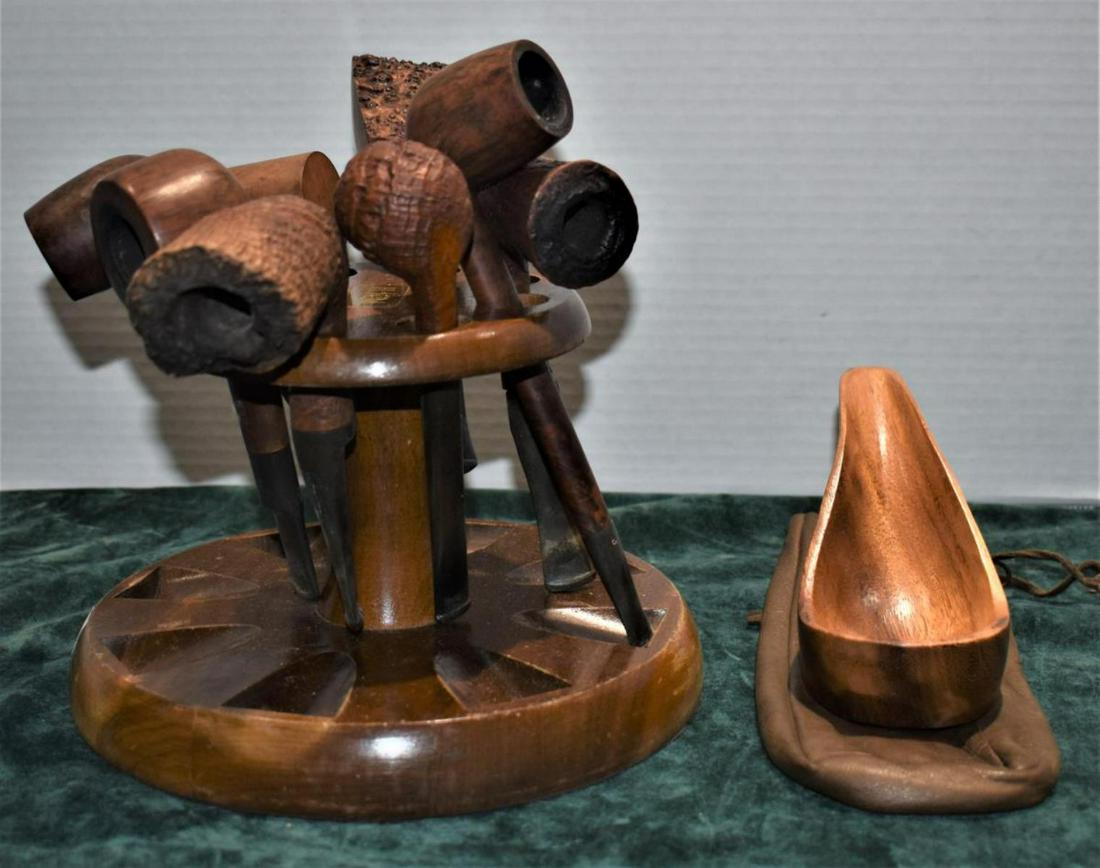 Wood Tobacco Pipes With Stand (1 of 6)
