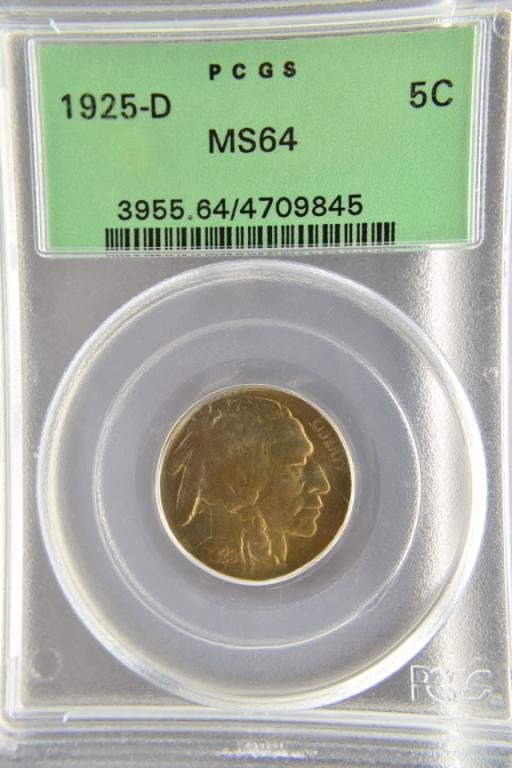 1925-D 5c Buffalo Nickel PCGS MS 64: 1925-D 5c Buffalo Nickel PCGS MS 64