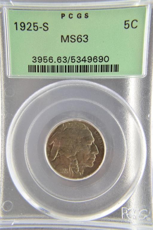 1925-S 5c Buffalo Nickel PCGS MS 63: 1925-S 5c Buffalo Nickel PCGS MS 63
