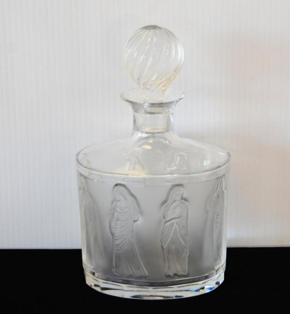 Lalique Femme Decanter Draped Figures 1962: Lalique Femme Decanter Draped Figures 1962, 9 1/4" x 4 1/2" x 6"