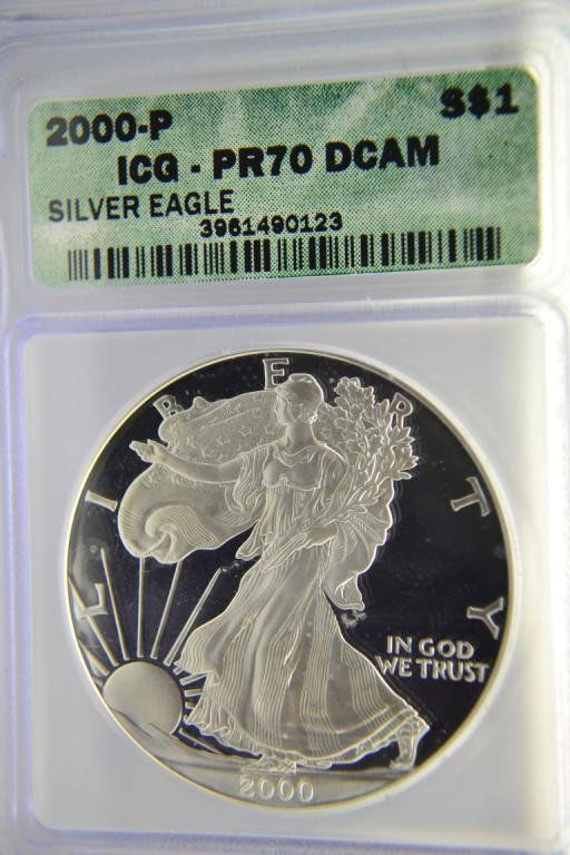 2000-P $1 Silver American Eagle ICG PF70: 2000-P $1 Silver American Eagle ICG PF70