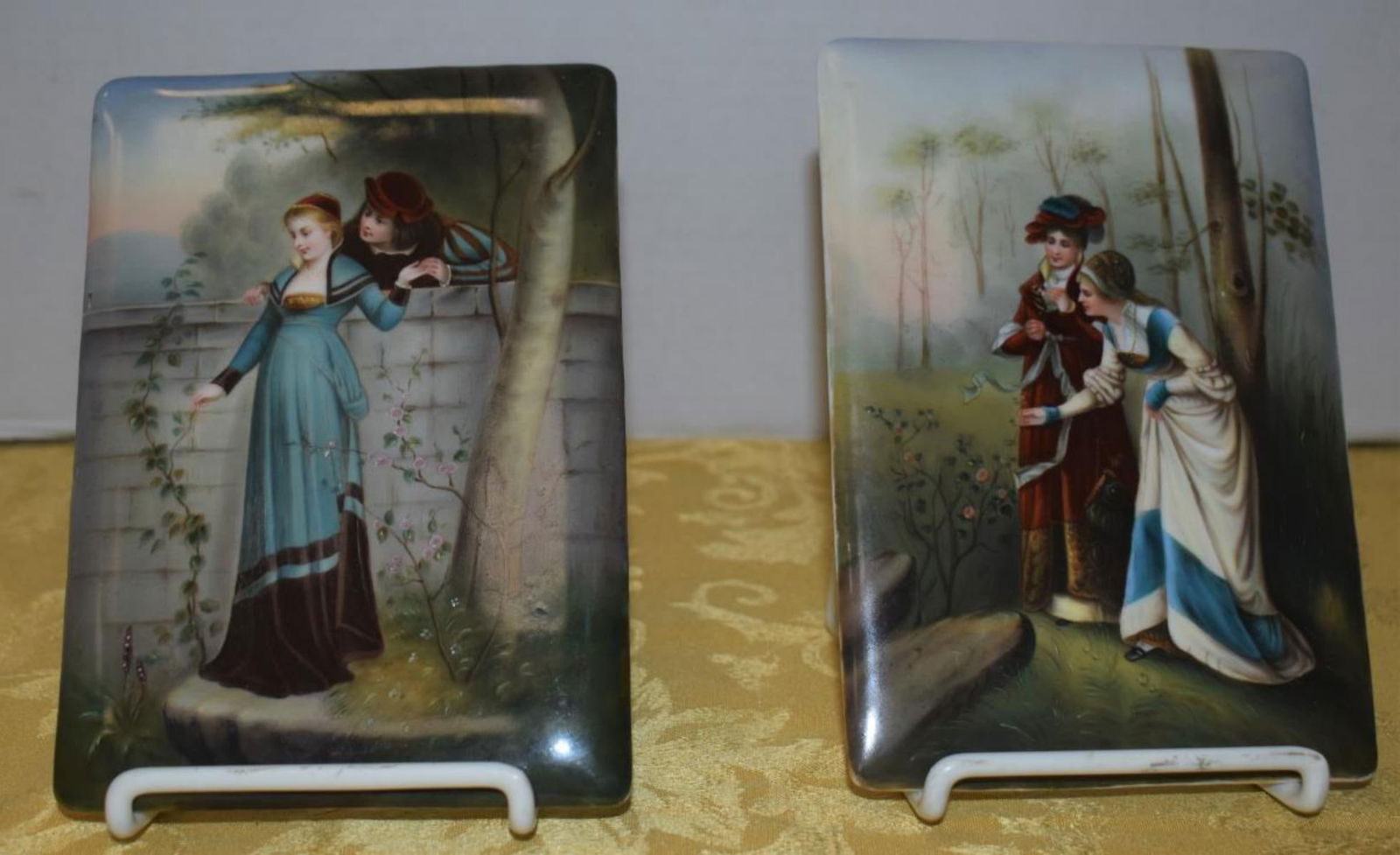Pair Of Ceramic Tile Murals: Pair Of Ceramic Tile Murals. Both measure 7"x5". Depicts Victorian style scenery. Ceramic tile murals are in great condition.