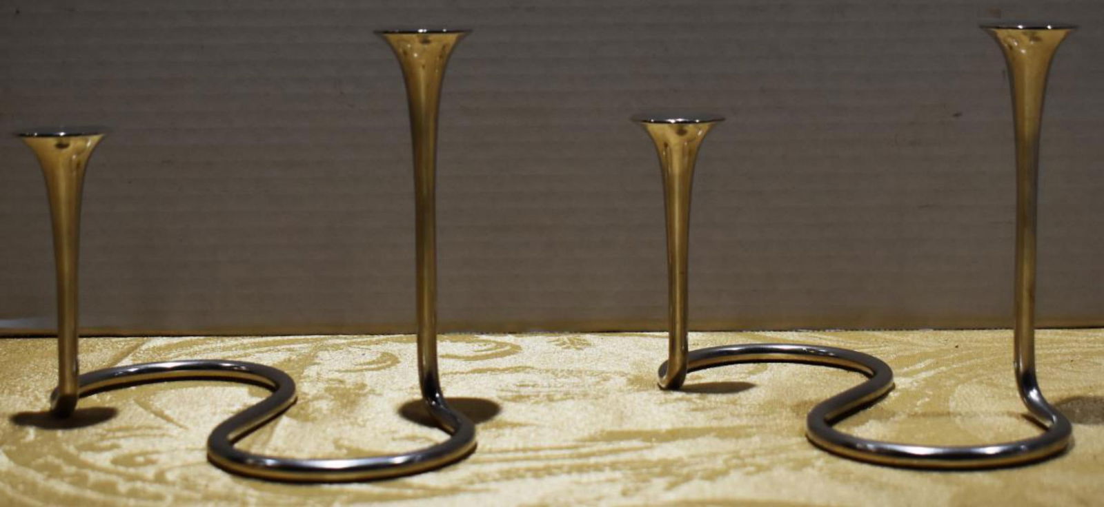 Vtg Whimsical Sterling Candle Holders Denmark: Vtg Whimsical Sterling Candle Holders from Denmark. Mid modern design by A. Michelsen of Copenhagen, weighs 13 ozt sterling