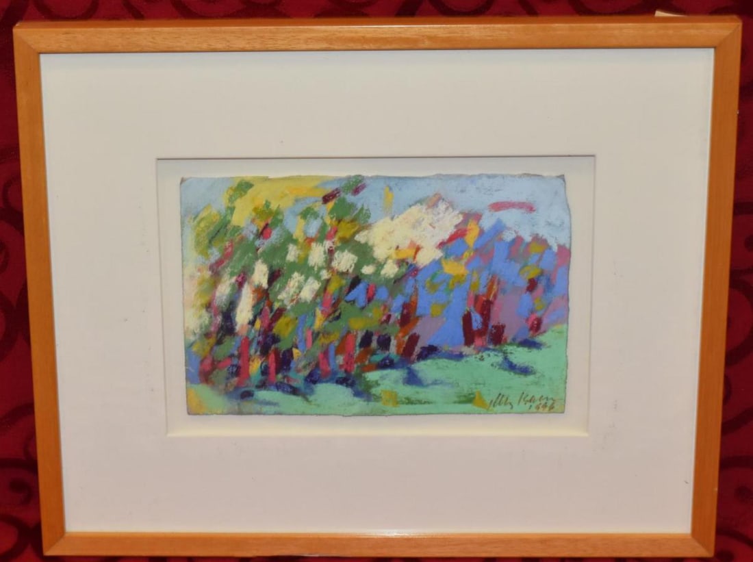 Frame Pastel By Artist Henry Isaac: Frame Pastel By Artist Henry Isaac. Wood frame pastel measures 18"x14 1/2". Titled "Near Red River,NM". Artist name and year 1996 located lower right hand corner. Frame pastel is in excellent conditio