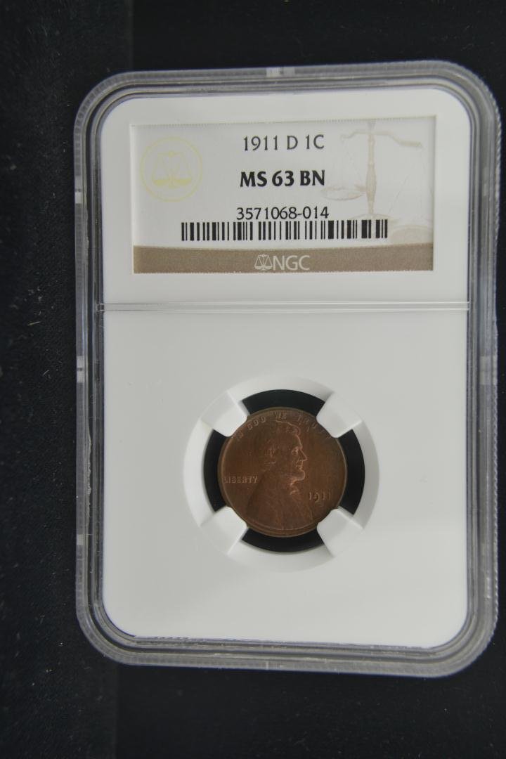 1911-D 1c Lincoln Cent NGC MS63 BN: 1911-D 1c Lincoln Cent NGC MS63 Brown