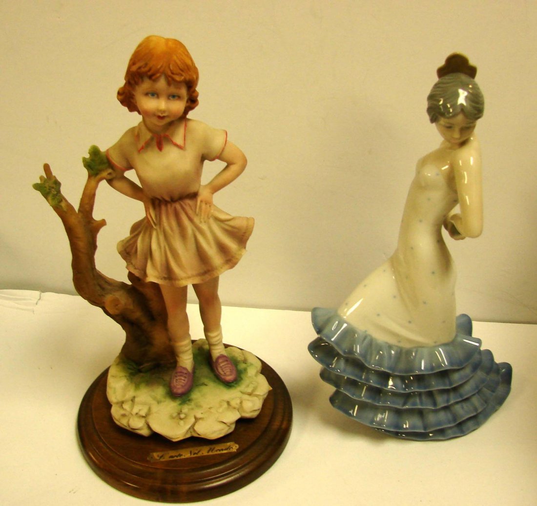 Nao by Lladro Spanish Dancer, Capodimonte Figurine: Nao by Lladro Figurine of a Spanish Dancer, Capodimonte Figurine of a little girl "L'arte Nel Mondo", on a wooden base, 9.5" tall; no chips.