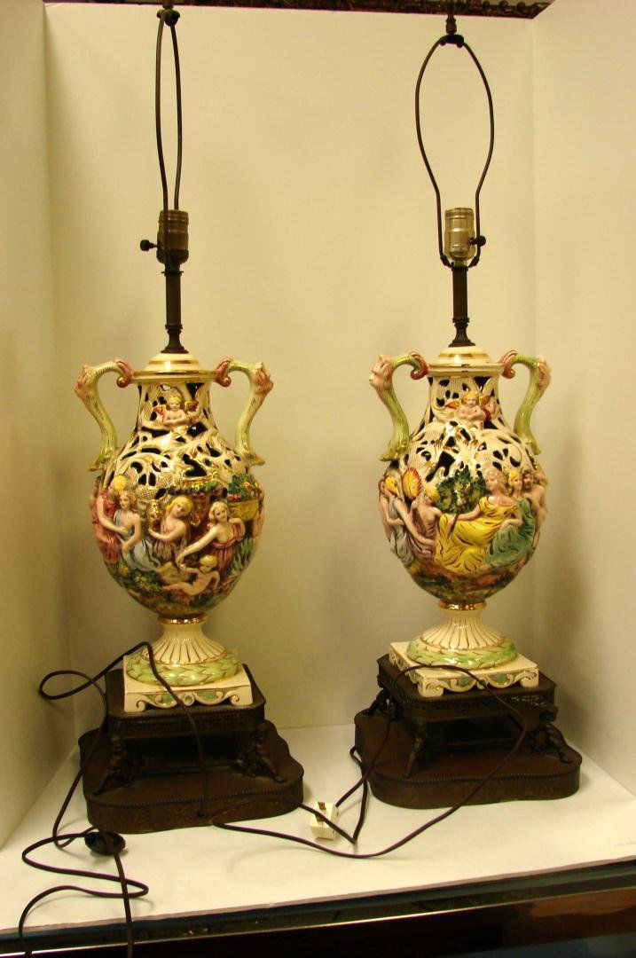 153 Pair of Vintage Capodimonte Cherub Lamps Jul 21, 2012
