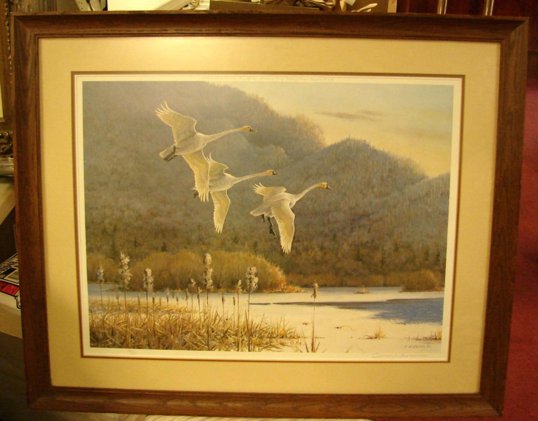 Framed Print by Owen Gromme of 3 Wild Geese: Framed Print by Owen Gromme of 3 Wild Geese, non-glare glass, 32" x 26"