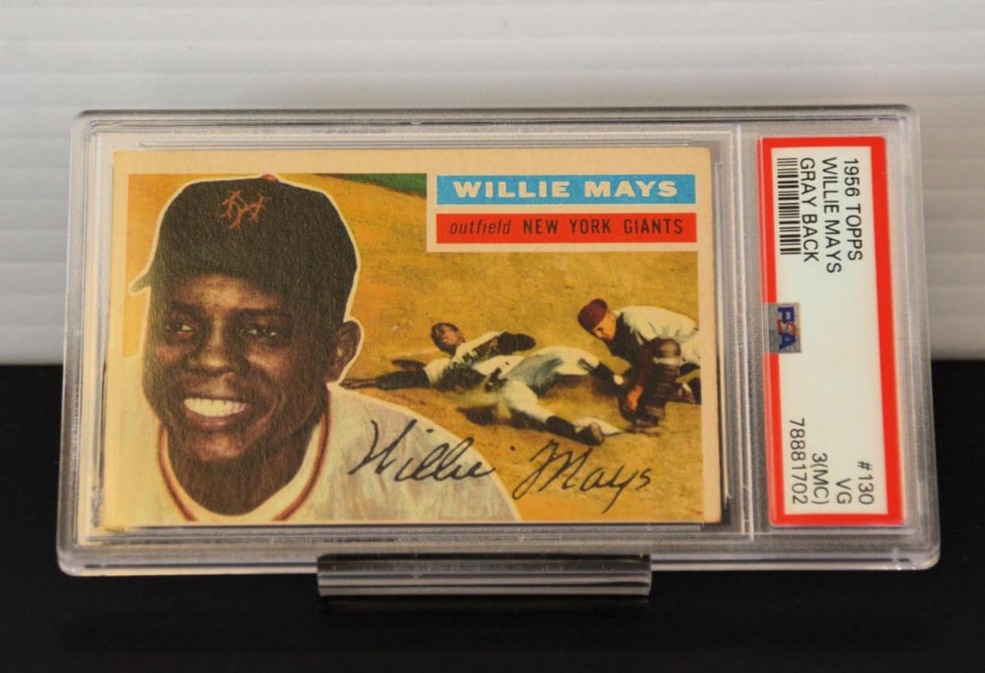 1956 Topps 130 Willie Mays Gray Back PSA 3 MC: 1956 Topps 130 Willie Mays Gray Back PSA 3 MC
