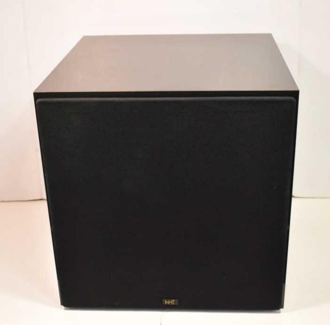 NHT Speaker System Subwoofer SW2P: NHT Speaker System Subwoofer SW2P. Includes grill cover. Cord not included. Subwoofer has not been tested. Stands 16" in height.