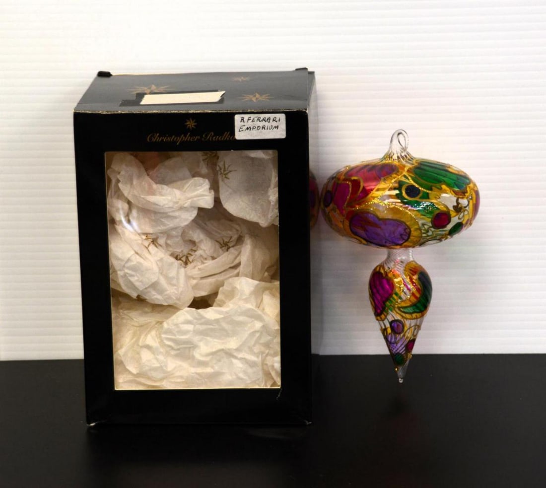 Christopher Radko 1997 Emporium Xmas Ornament: Christopher Radko 1997 Emporium Christmas Ornament. Italian Clear Glass