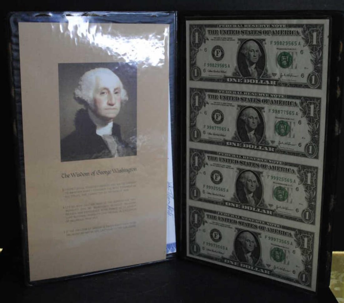 1 Dollar Bills From Uncut Sheet At Mint: 2003 A Series 1 Dollar BillsCame From Uncut Sheet From The Mint