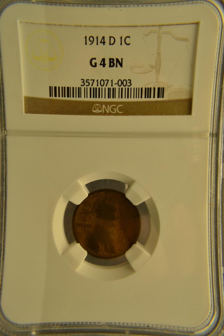 1914-D 1c Lincoln Cent NGC G 4 BN: 1914-D 1c Lincoln Cent NGC Good 4 Brown