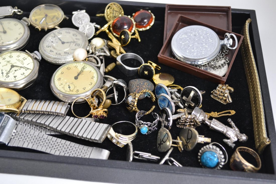 Lot of Costume Jewelry: Lot of Costume Jewelry. Pocket watches, Men's Seiko watch, cuff links and more...