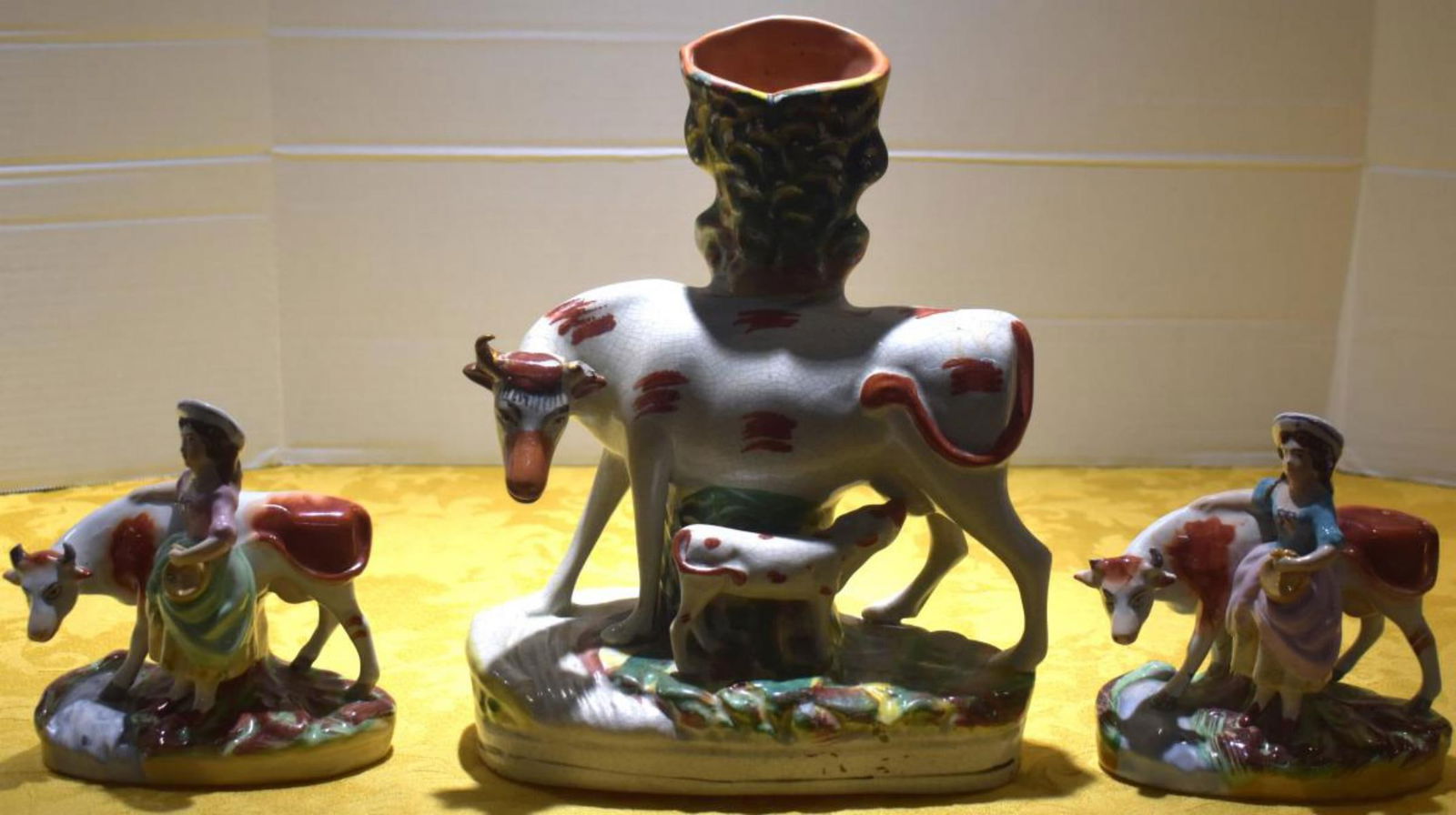 Group Of Pottery Staffordshire Cow Figurines (1 of 3)