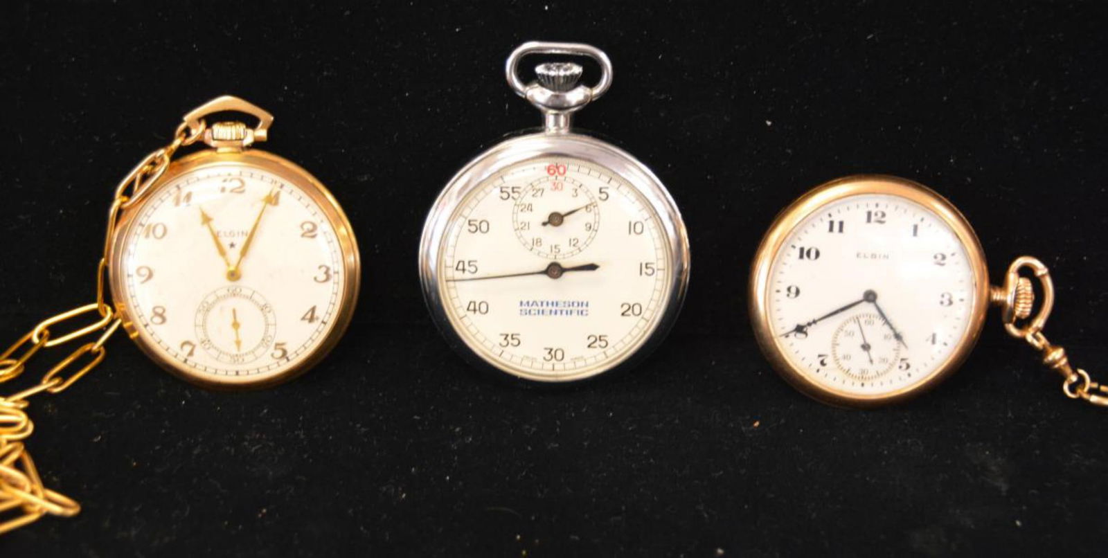 Lot of 2 Elgin Pocket Watches 14k Gold Chain (1 of 3)