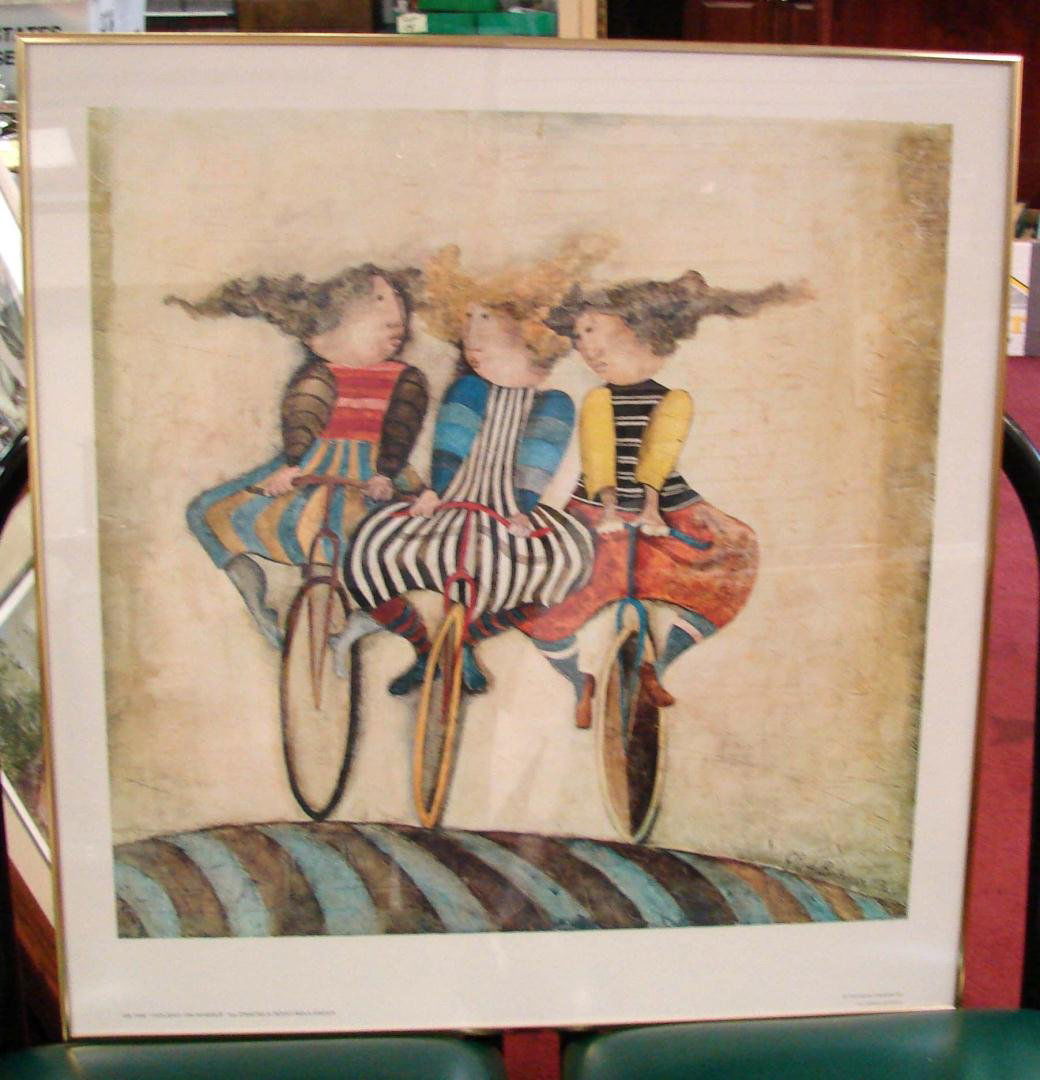 Framed Boulanger Print Holiday on Wheels: Framed under glass Boulanger Print titled "Holiday on Wheels" , 27" x 29"