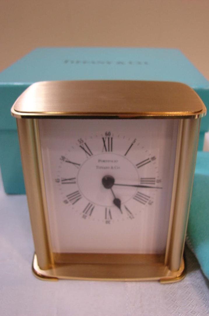 Tiffany Portfolio Desk Clock with Box: Tiffany Portfolio Desk Clock with Box and protective cover. New.