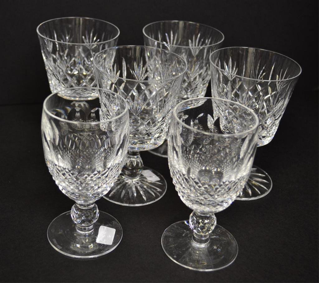 4 Thomas Webb Wine & 2 Waterford Cordial Glasses: 4 Thomas Webb White Wine (4 5/8") & 2 Waterford Cordial (4 1/2") Crystal Glasses.