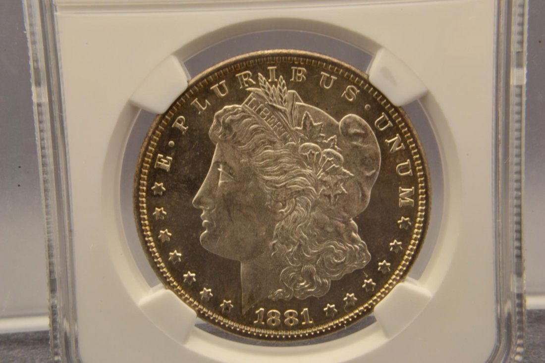 1881-S $1 Morgan Silver Dollar NGC MS 65: 1881-S $1 Morgan Silver Dollar NGC MS 65 almost proof like/cameo