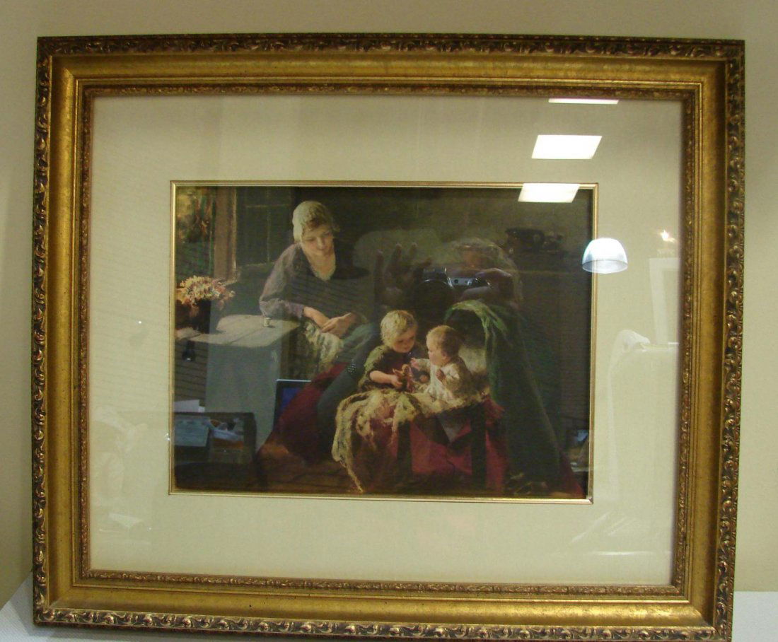 Framed Print "Twice Blessed" by Bernard Pothast: Custom Framed & Matted under glass Antique Print "Twice Blessed" by Bernard Pothast, 20" x 17".