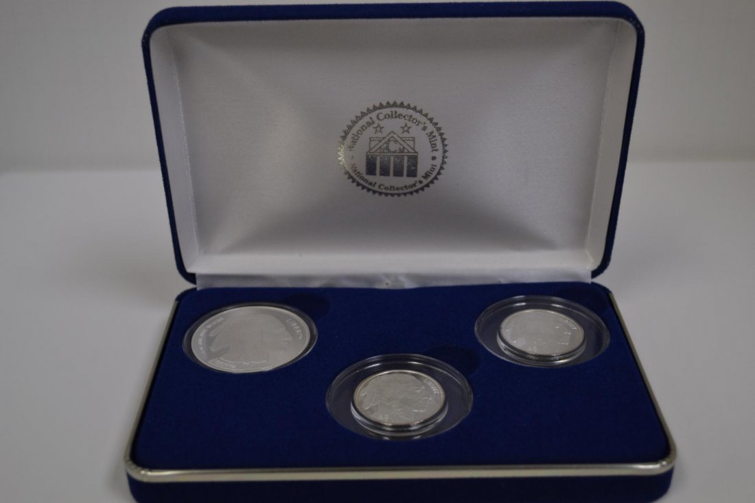 Set of (3) 1.5oz of .999 Silver Buffalo" Rounds": Set of (3) 1.5oz (total weight) of .999 Silver Buffalo" Style Rounds from the National Collector's Mint"