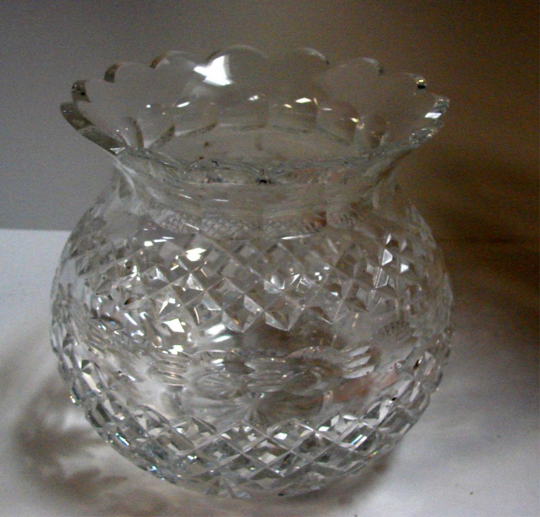 112 Heavy Waterford Crystal Vase with Scalloped Rim