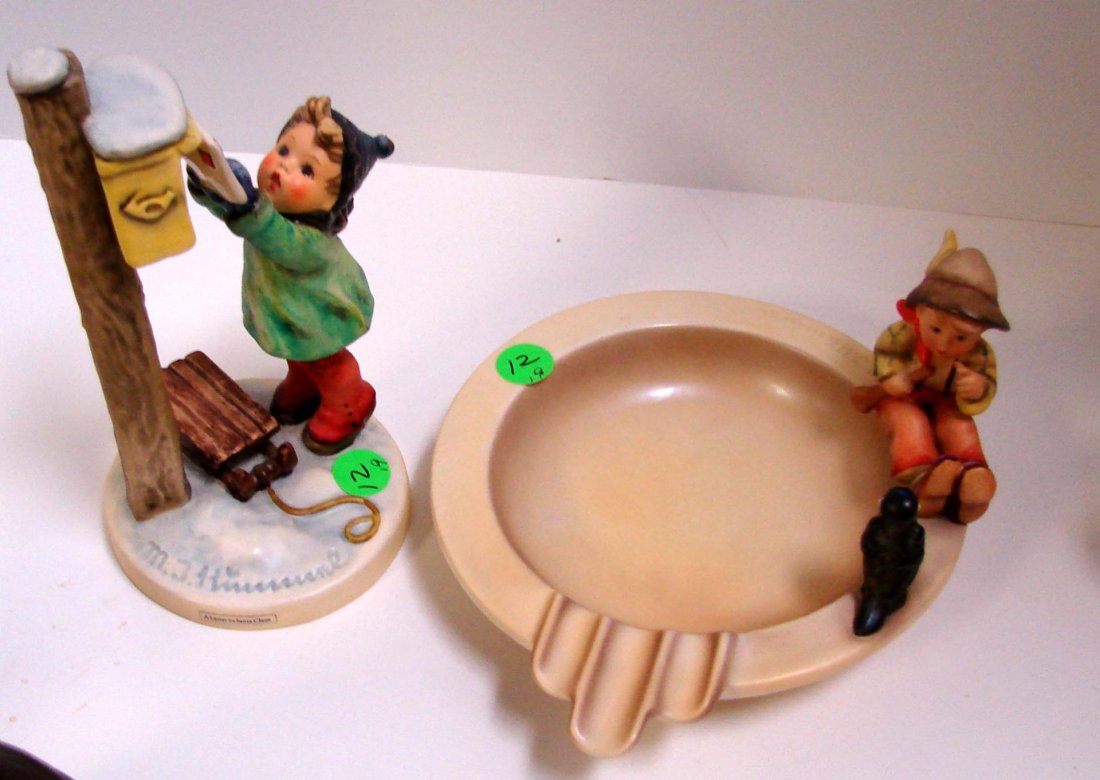2 Hummels: Singing Lesson & Letter to Santa Claus: 2 Hummels: Singing Lesson Ashtray, #34,TMK 2, & Letter to Santa Claus, #340, no chips.