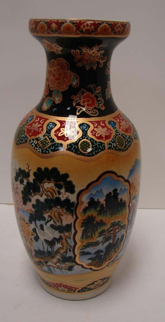 Hand Painted Japanese Satsuma Vase 14" tall