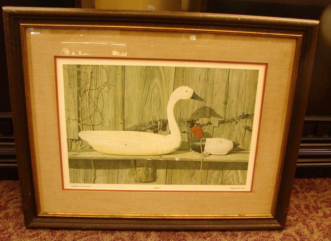 Framed Bob Timberlake Signed Knotts Island Decoys: Framed Bob Timberlake Signed Duck Print "Knotts Island Decoys", 276/100 - 34" x 27". Timberlake, sometimes referred to as “the Andrew Wyeth of the South" was summoned to the White House to be named