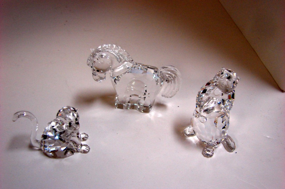 3 Swarovski: Marmot, Zodiac Monkey & Horse: 3 Swarovski: Marmot from "Woodland Friends", Zodiac Monkey #289 901& Zodiac Horse #289 908, original boxes.