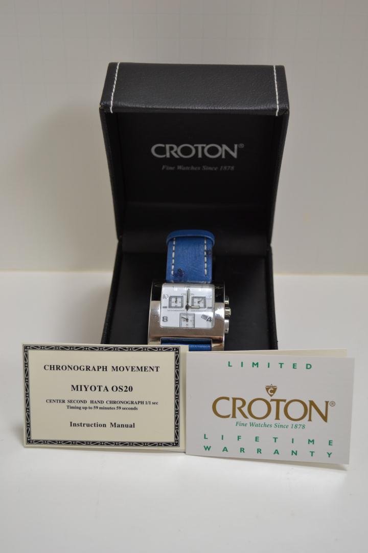 Croton Chronomaster Stainless Watch: Croton Chronomaster water resistant stainless watch. Chronograph movement - Miyota OS20. Includes box.