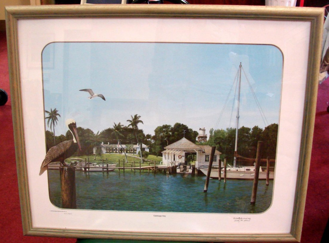Signed Framed Print "Cabbage Key" Wellington Ward