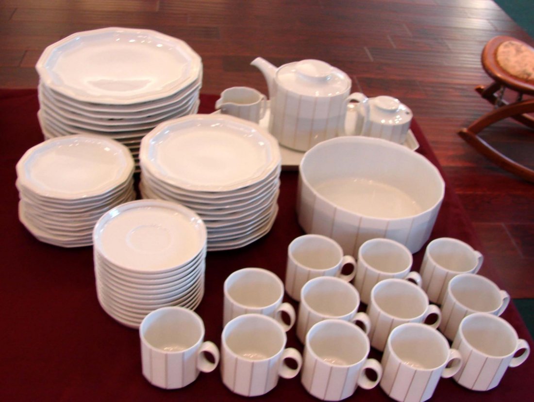 Rosenthal Studio Line - Svc. for 12 Hexagon shape: Rosenthal Studio Line - Polygon Hexagon shape - 12 dinner, salad and bread plates, cups and saucers, coffee pot, sugar & creamer with under plate, casserole dish; like new.