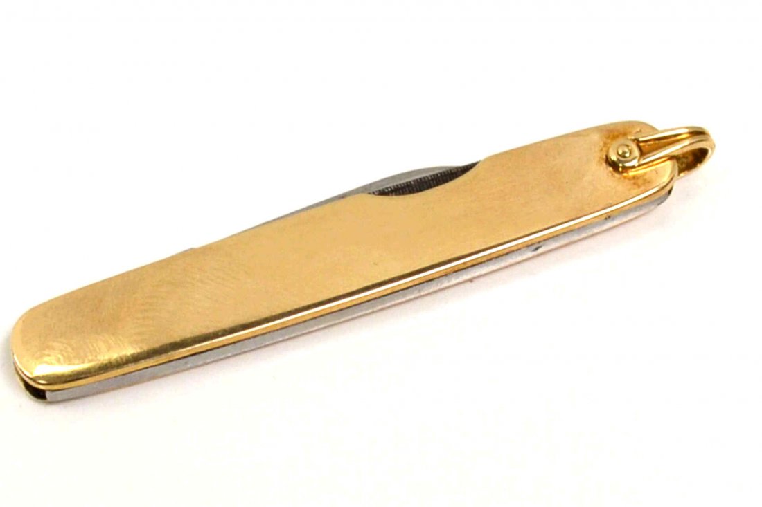 Double Blade Jack Knife Tiffany & Co: Double blade jack knife by Tiffany & Co, yellow gold filled and 2 3/4" in length.