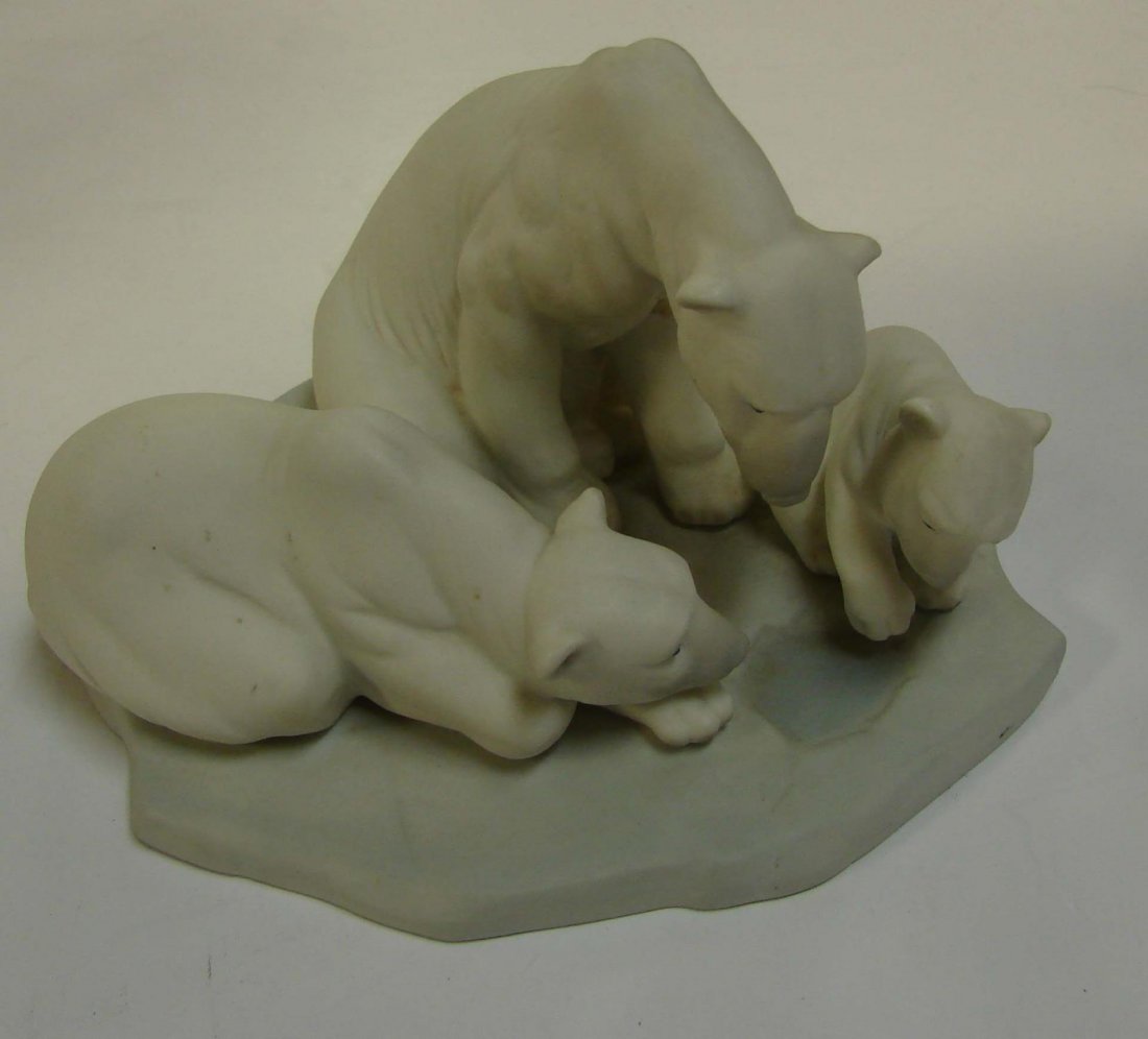 Lladro Bearly Love Signed - Polar Bears Fishing: Lladro Bearly Love - Polar Bears at Fishing Hole, matte finish; #1443; retired 1999, signed by artist.