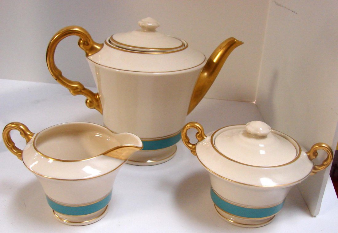 Edmonton "Old Ivory" China -Coffee Pot, Sugar, Cr.: Edmonton "Old Ivory" China -Coffee Pot, Covered Sugar & Creamer. No chips.