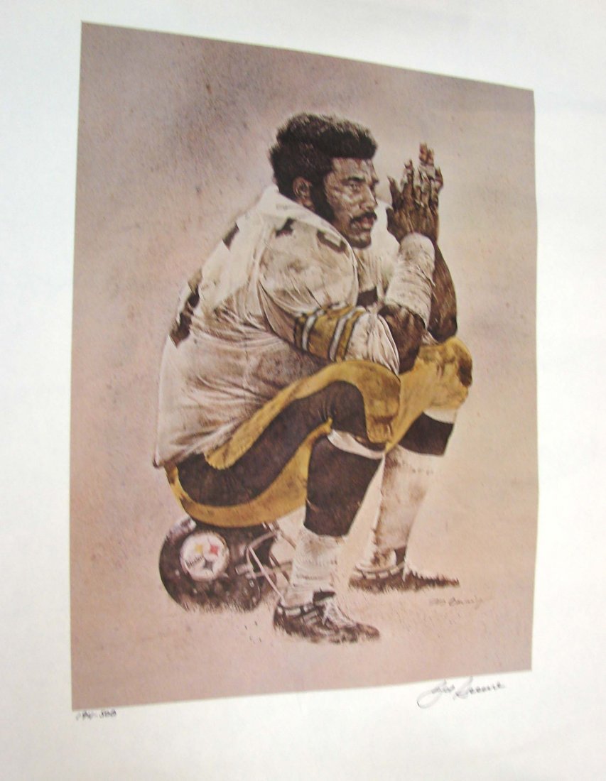 Signed Poster Mean Joe Greene 194/500: Signed Poster Mean Joe Greene 194/500, 20" x 16"