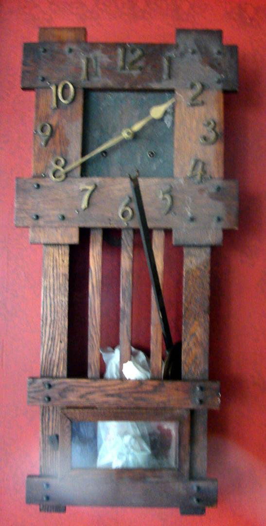 2 Wall Clocks - one round, one Mission Style: 2 Wall Clocks - one round, one Mission Style with pendulum; do not know if they're working.