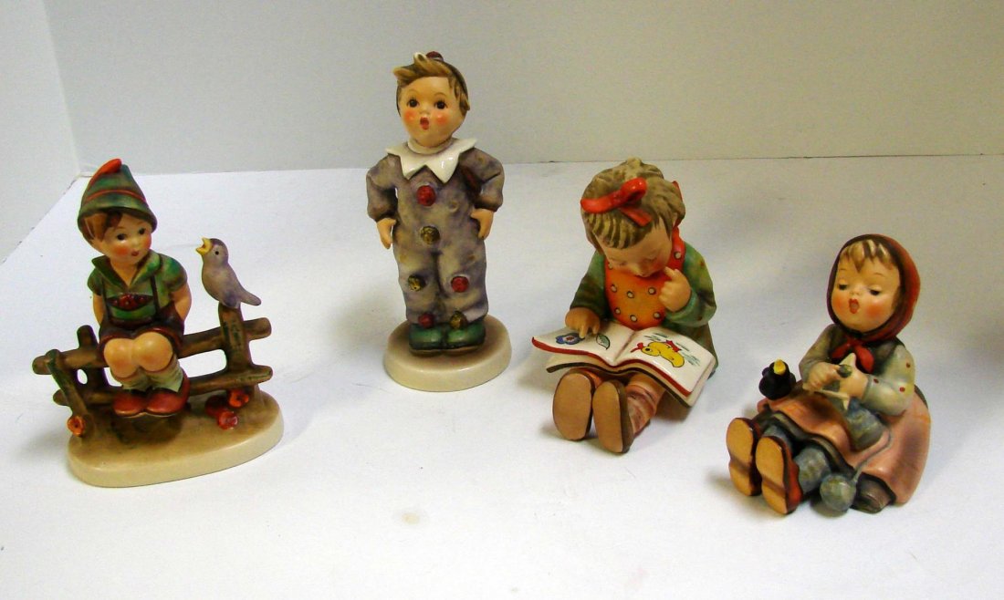4 Hummels: Book Worm, Carnival, Wayside Harmony: 4 Hummels: Book Worm, Carnival, Wayside Harmony, Happy Pastime, no chips.