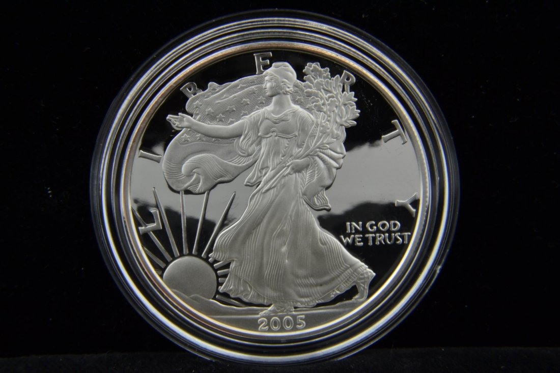 2005 Silver American Eagle Dollar w/Box/Papers PF - 2