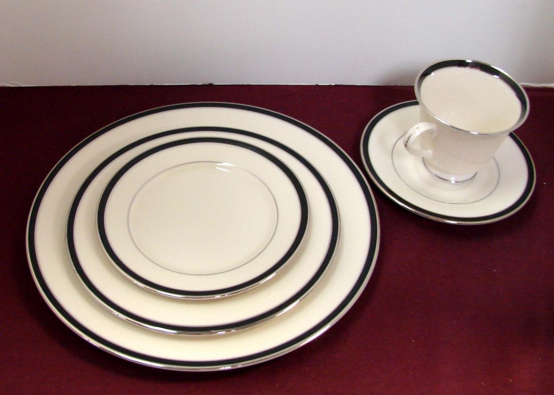 Lenox Black Royale Fine China - Service for 8: Lenox Black Royale Fine China - 8 ea. dinner, salad and bread plates, cups and saucers; like new condition.