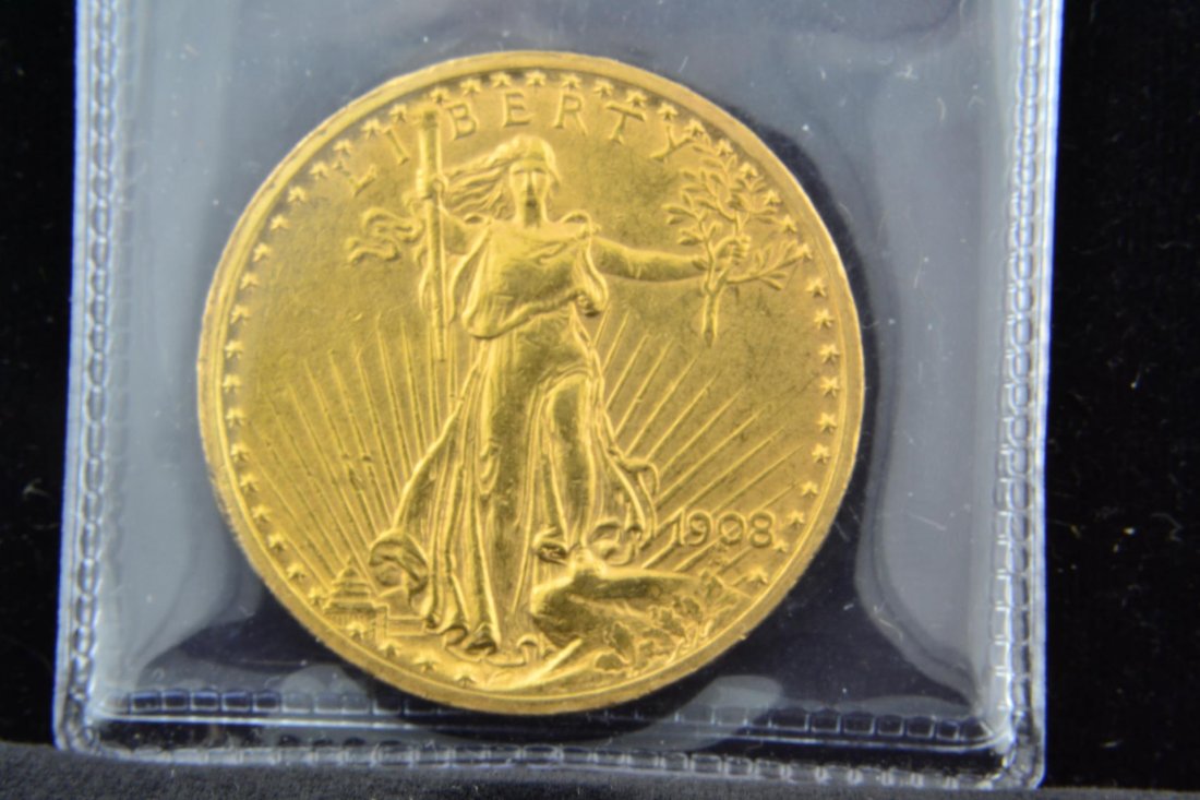 1908 $20 Saint Gaudens Gold Double Eagle XF: 1908 $20 Saint Gaudens Gold Double Eagle XF