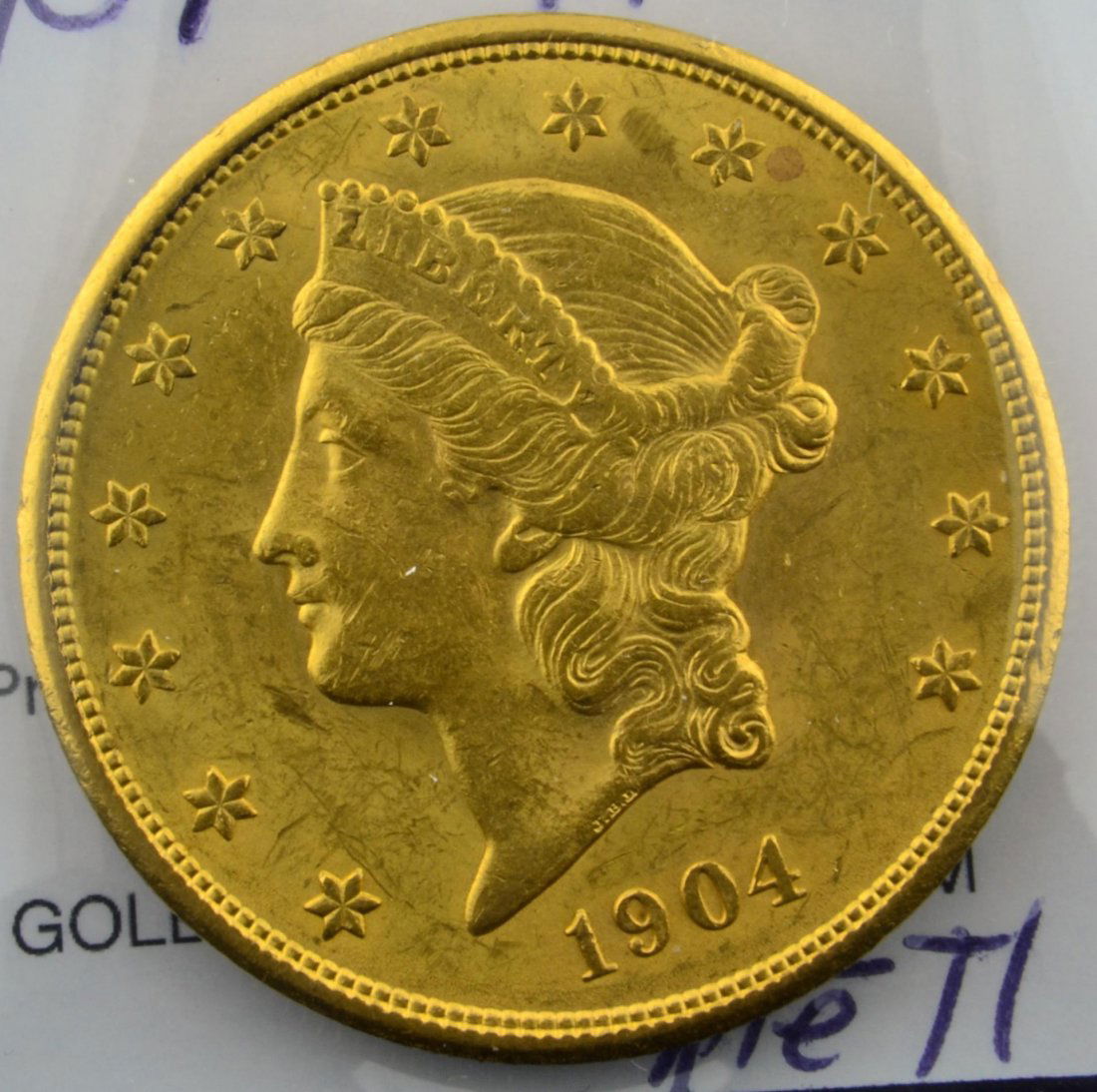 1904 $20 Liberty Head Gold Double Eagle AU+: 1904 $20 Liberty Head Gold Double Eagle AU+