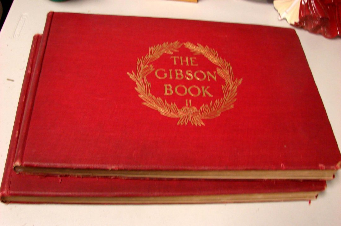 2 Gibson Girl Books c1885, Drawings by Thulstrup++: 2 Gibson Girl Books c1885 Vol. I and II , Rime of the Ancient Mariner illustrated by Gustave Dore (poor condition), Drawings by Thulstrup and others, c1897, 20" x 14".
