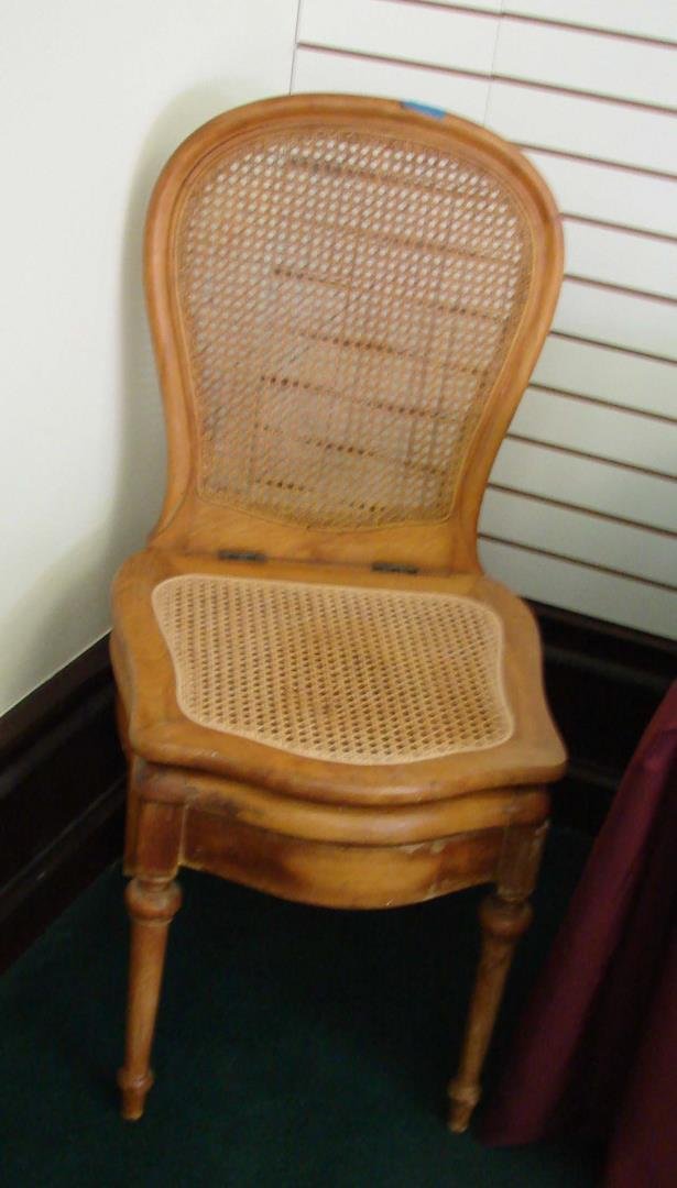 Antique Cane Seat & Back "Potty Chair": Antique Cane Seat & Back "Potty Chair"; seat lifts up.