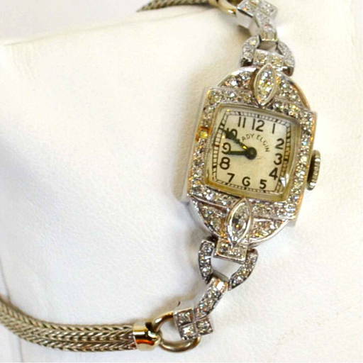 Platinum Lady Elgin Diamond Watch