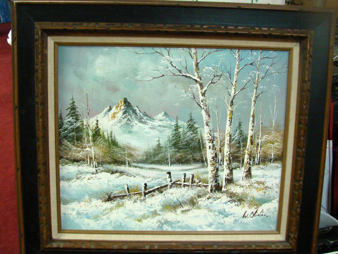 Framed Oil Painting Winter Scene by W. Clinton