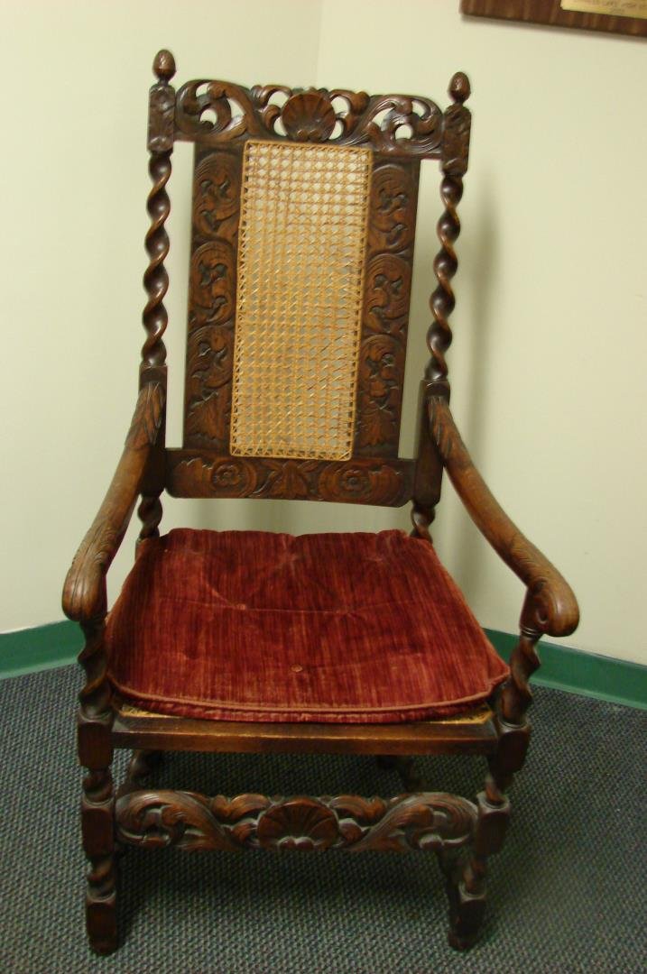 Antique Carved Wood High Back Chair